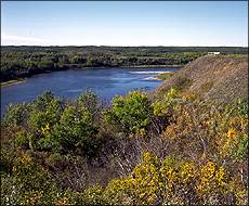 Looking north from Batoche up the South Saskatchewan River, where Dumont operated a ferry.